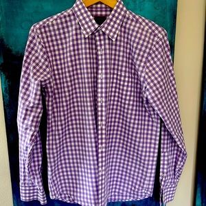 Gingham shirt in purple and white by UnTuck It.